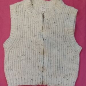 Cotton On White Speckled Sweater Vest Recycled Materials.